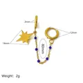 Bohemian 18K gold stainless steel star drop earrings with blue beads and chain - Gold Blue