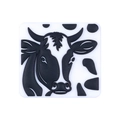 Perle carrée en silicone avec motif de vache des Highlands noir et blanc pour bijoux - Vache Carrée