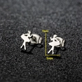 Polished stainless steel ballerina stud earrings for women measuring 7mm by 5mm - 132 Ballerina / Steel