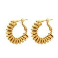 18k gold plated stainless steel spiral hoop earrings with creative spring coil design - k105/Pin Clasp Spiral Hoop Earrings
