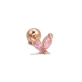 Rose gold ear cartilage stud with pink marquise-cut zircons and a round screw back - EGD0072 Rose Gold Double Leaf V-Shape