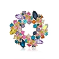 Eleganter Gold-Blumenkranz-Brosche mit bunten Strasssteinen im Vintage-Design - Große Bauhinia Gold + Regenbogen