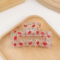 Pinza para el pelo rectangular transparente con motivos de calcetines navideños y bastones - Calcetín de Navidad y Caramelos