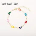 Size chart of colorful enamel evil eye bracelet with 17cm plus 5cm extension chain - Multicolor Moon Eye