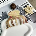 11cm marble pattern hair claw clip with beige green and pink ink wash style finish - Pumpkin Claw 10cm-Brown