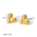 Minimalist 18k gold irregular heart stud earrings with liquid metal aesthetic and dimensions - Gold Full Heart Hoop Style (TE6277-G)