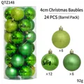 24er-Set 4cm smaragdgrüne Weihnachtskugeln in glitzerndem, mattem und glänzendem Finish - Grün