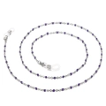 Silver metal eyewear chain featuring purple glazed beads and clear silicone loop connectors - Silver Purple Beaded Style (650*2mmKSC084-Z)