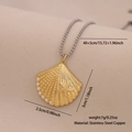 Gold scallop shell pendant necklace with starfish and faux pearl in stainless steel - 2# Shell Style