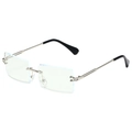 Rimless square sunglasses with light blue gradient lenses and silver metal frames - Silver Frame Clear Lens (Anti-Blue Light)