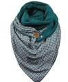 Thick warm dark green fleece scarf with blue and brown geometric patterns and button - 150*75cm / Dark Green Geometric Circles (Image 61)