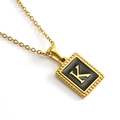 18K gold stainless steel necklace featuring a black square pendant with golden letter K - Letter K (Includes Chain)