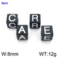 Set of 4 black acrylic square letter beads spelling CARE for DIY jewelry making - CARE Set (KLJ1196-Z)