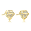 Elegant gold finish round stud earrings with sparkling white pavé cubic zirconia - Geometric Personality Stud Earrings / Gold