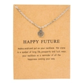 Silver stainless steel necklace with round pentagram pendant on Happy Future card - Circle Pentagram Gold Card (YH6163) / Silver