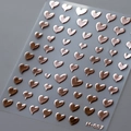Rose gold heart-shaped nail stickers with metallic brushed texture style M-007 - 3D Embossed Solid Heart - Rose Gold (M-007-Rose Gold)
