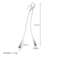 Silver cyber teardrop earrings long tassel style with 127mm length in polished steel - Silver
