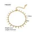 Détail de la chaîne à franges dorée avec dimensions 17cm plus rallonge de 5cm et breloques - Bracelet/Bracelet de Cheville à Pendentif Rectangulaire à Franges Dorées (YYB023097)