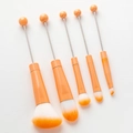 DIY beadable 5-piece makeup brush set in vibrant orange gradient with metal rods - Orange
