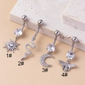Zircon belly rings in sun, moon, snake and bee designs made of stainless steel - Sunflower Style (1#)