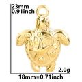 18k gold plated sea turtle pendant 23mm charm with marine life embossed details - Pendant / Gold