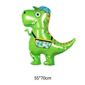 Cute green cartoon dinosaur balloon with blue hat and floral bag for party decor 55x70cm - Q Version Backpack Dinosaur