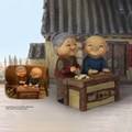 Elderly couple figurine making dumplings, cute resin home decor gift for grandparents - 935-4 Making Dumplings