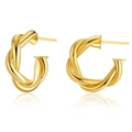 Minimalistische gedrehte C-Form Creolen mit 18K Goldbeschichtung und glänzendem Finish - Gold