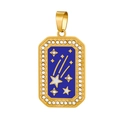 Detail of gold meteor and star pendant with blue enamel and sparkling zircons - HD-16 (Blue Starry Sky)