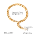 Detail van 18K gouden roestvrijstalen Figaro enkelbandje met parel en de afmetingen - Figaro Ketting Enkele Parel Stijl (HC-A50007)
