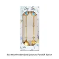 Gold stainless steel spoon and fork gift set with blue moon charm and star design - Gold Spoon Fork Blue Moon Pendant 2pcs Set