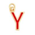 Golden letter Y pendant featuring red enamel inlay for custom jewelry making - Red - Letter Y