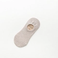Beige cotton no-show socks for women with breathable ribbed knit and anti-slip design - Light Coffee