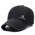 Quick-dry black baseball cap with grey piping and fashion logo for sun protection - Adjustable / Black