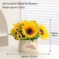 Artificial sunflowers in a Life Life cream ceramic pot for home tabletop decoration - Large Sunflower - Life Pot Artificial Flower