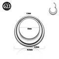 Solid G23 titanium hinged hoop earring with 1.2mm gauge and 12mm inner diameter - 1.2x12mm / Smooth Surface / Steel