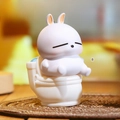 Funny white cartoon bunny figurine on a miniature toilet, variant B for desk decoration - 1244-3 Toilet Rabbit