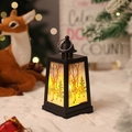 Detail of Christmas lantern with warm LED light and reindeer illustration on panels - Black Reindeer