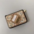 Bohemian handmade bead embroidery card holder with geometric colorful patterns - No.38 (Diamond Geometric)