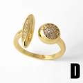 Vergoldeter, verstellbarer offener Ring mit asymmetrischen Zirkonia-Oval- und Kugeldetails - Asymmetrischer Zirkonia Stil (D)