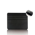 Premium black PU leather card holder with four slots and durable stitched edges - Black