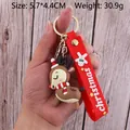 Cartoon reindeer PVC Christmas keychain with red striped scarf and festive silicone strap - Christmas Reindeer-4