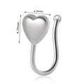 Silver heart non-piercing faux nose ring with heart-shaped stud, 4.9mm x 4.7mm size - Smooth Heart