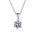 Collana in argento sterling S925 con moissanite e ciondolo solitario a sei griffe - 1 ct / Oro Bianco