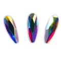 Set di tre strass in cristallo K9 a forma di goccia lunga con effetti arcobaleno cangianti - 2x6mm Goccia d'acqua AB