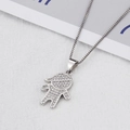 Minimalist 18k silver plated boy pendant necklace with shimmering zircon pavé stones - Silver Boy
