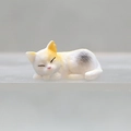 Sleeping calico cat figurine ornament for monitor edge or cup rim decoration - Cat Style 8