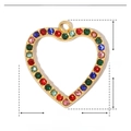 Detailed view of hollow heart pendant with dimensions 15mm by 16mm and rhinestone inlay - YE583-2-Gold Colorful Stone Heart