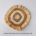 Bohemian round straw wall decor with fringe, 27cm diameter and 90g weight - Two-tone Mixed Woven Style (27cm)
