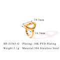 Dimensioni e specifiche di peso dell'anello a onda in acciaio inossidabile placcato oro 18K - Stile Onda Irregolare (HF-J1565-G) / Oro